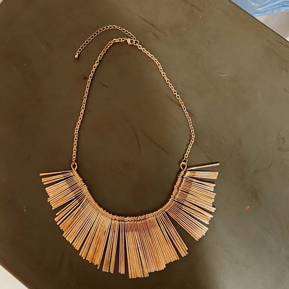 Boho Glam Gold Fringe Necklace - Picture 3 of 4